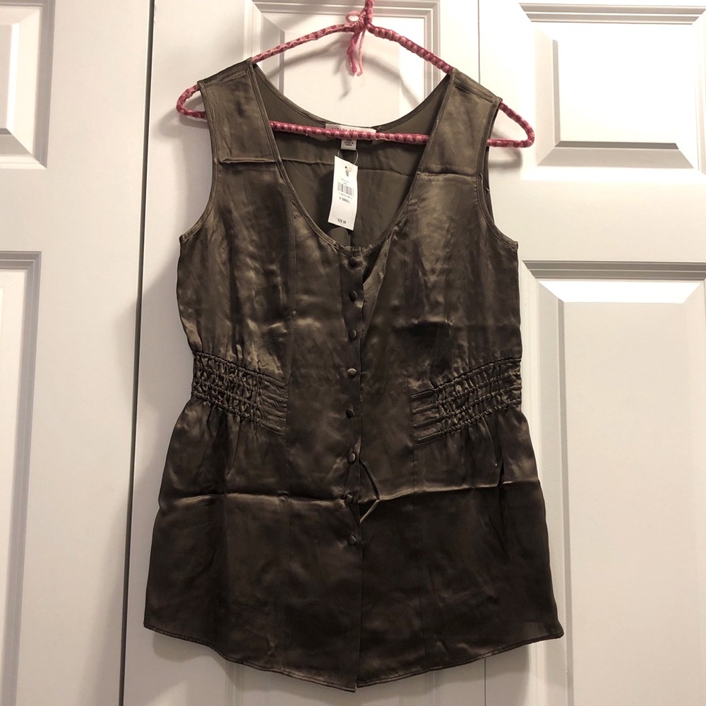 Banana Republic silk, button-up peplum top, NWT